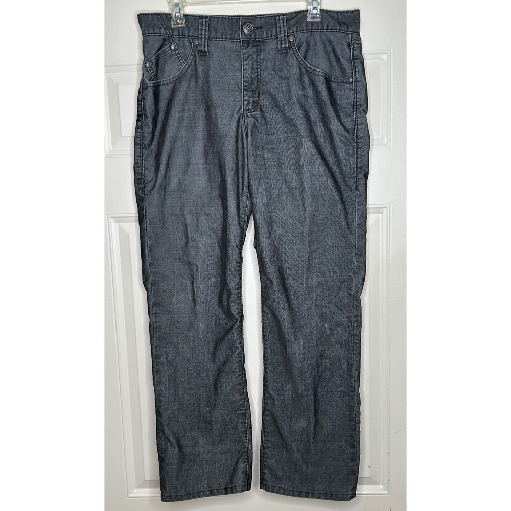 Rock & Republic Neil Pants Mens 33x32 Black Grey Corduroy Stretch Straight Leg‎